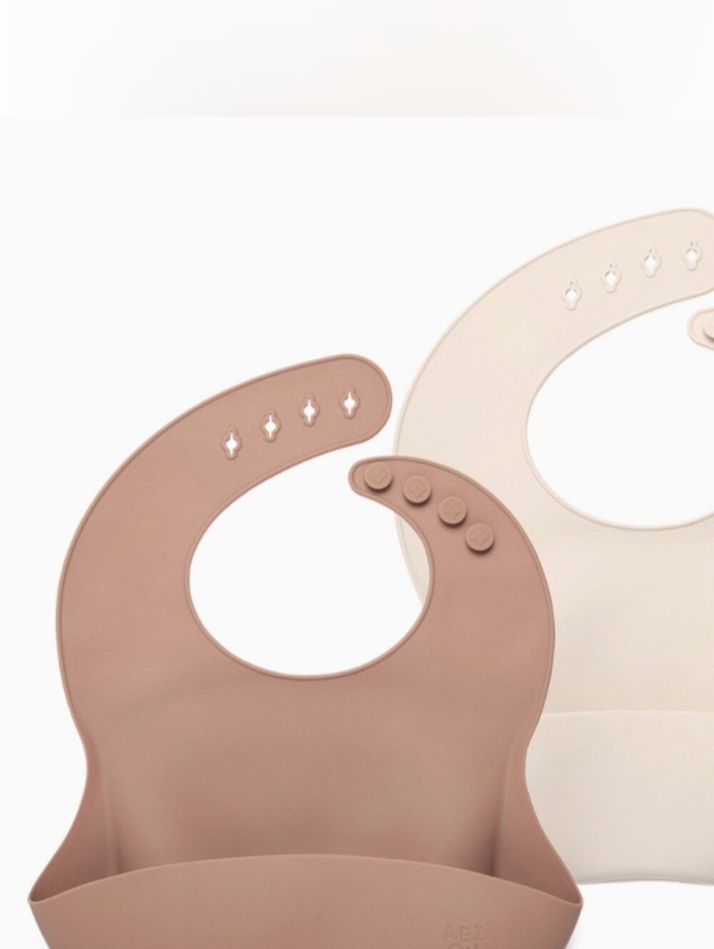 AEIOU Silicone Baby Bib Set in Clay and Oat Milk - NEW